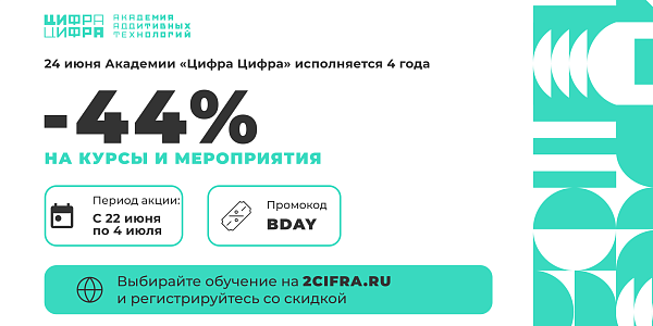 Академии «Цифра Цифра» — 4 года. Дарим
скидку 44% на обучение